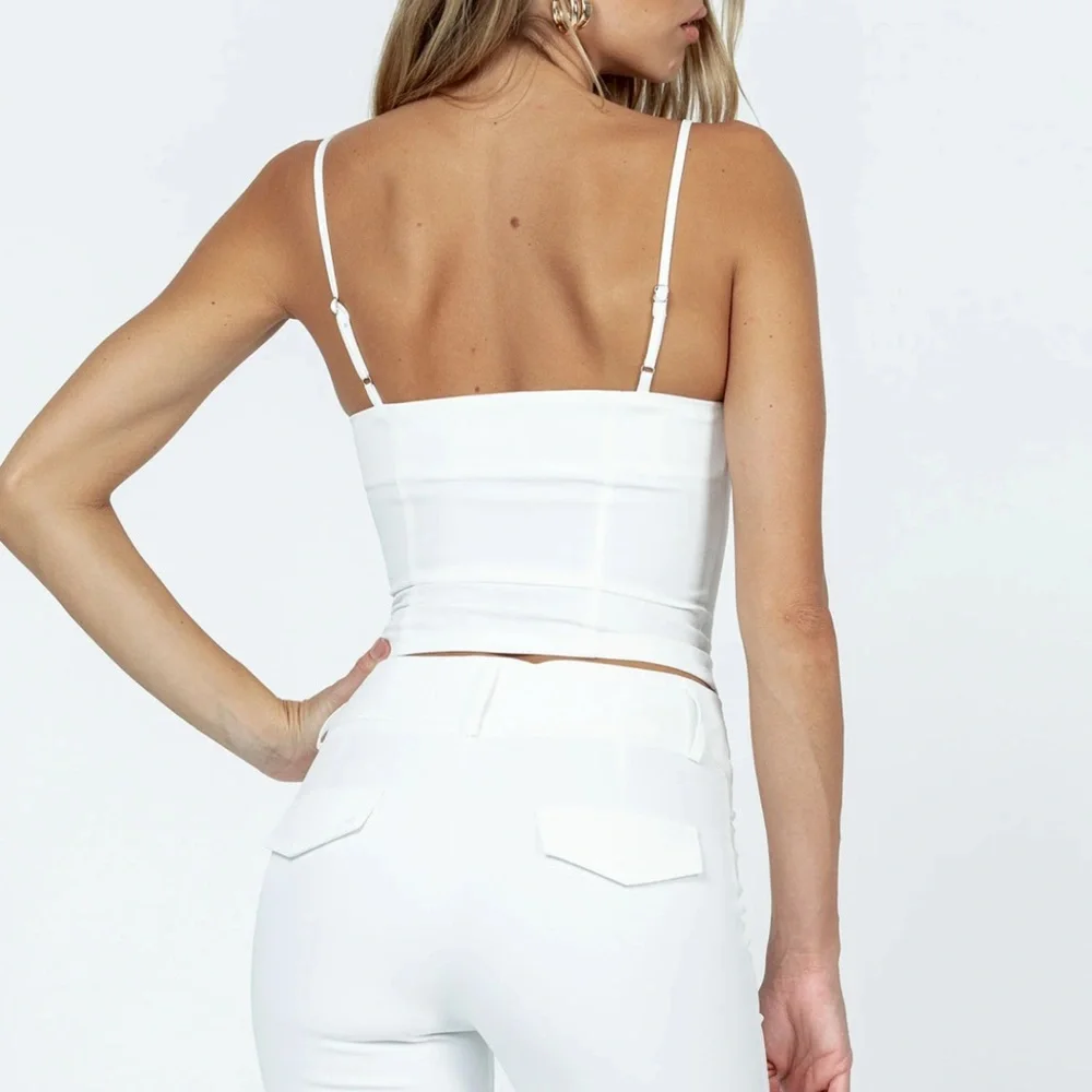 Princess Polly White Corset Adjustable Strap Button Padded Bust‎ Top